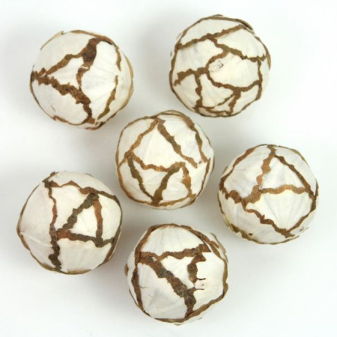 Boules déco en bois de sola - 6 cm - Lot de 6