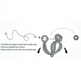 Pendentif cage avec ses 5 perles de culture