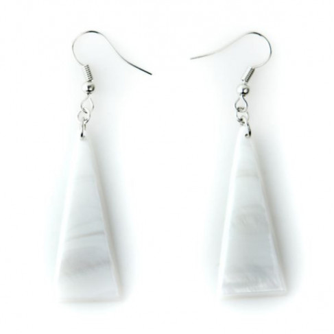 Boucles d'oreilles pendantes triangle en nacre blanche
