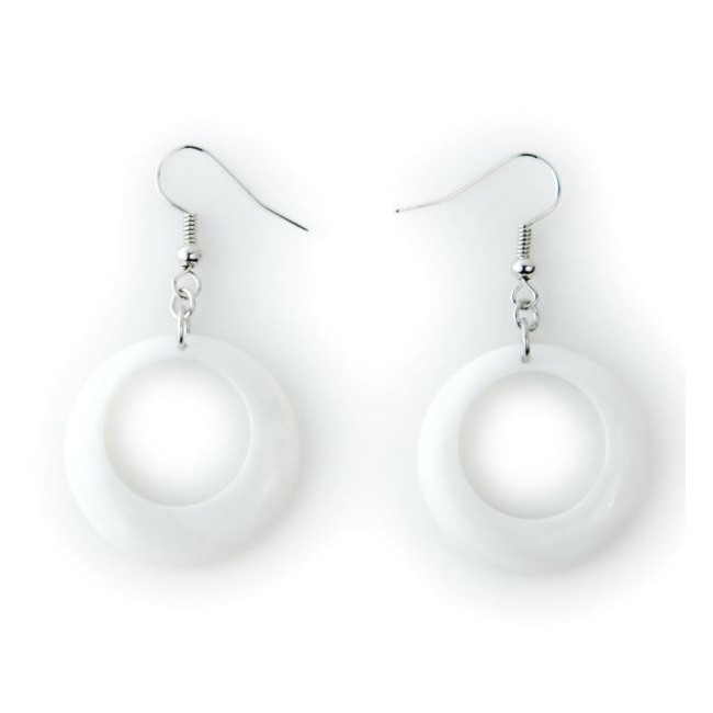 Boucles d'oreilles anneau en nacre blanche