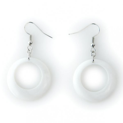 Boucles d'oreilles anneau en nacre blanche