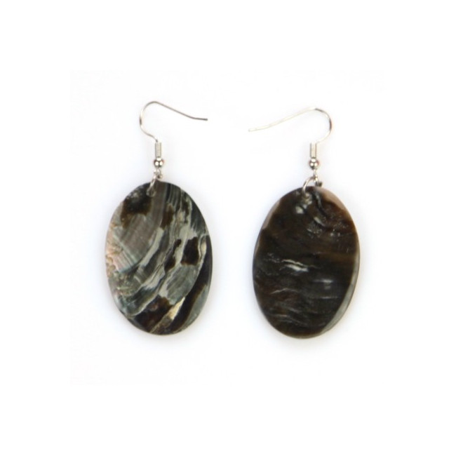 Boucles d'oreilles ovales en coquillage nacré