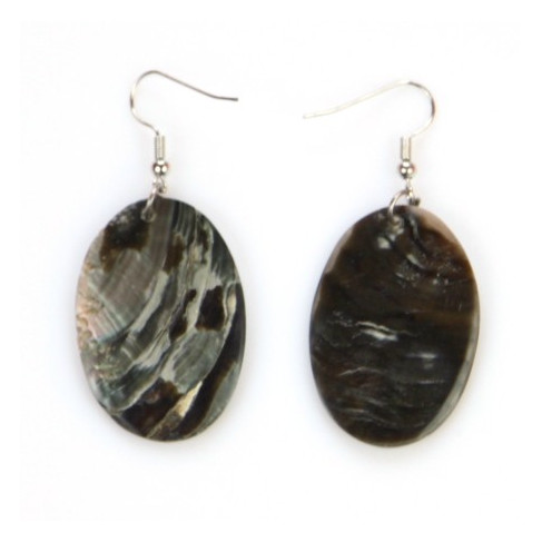 Boucles d'oreilles ovales en coquillage nacré