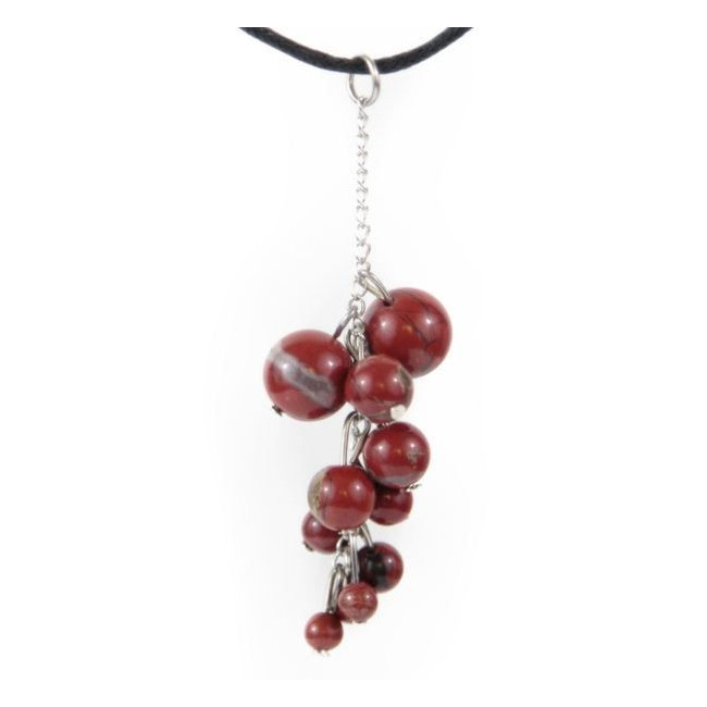 Pendentif grappe jaspe rouge avec cordon