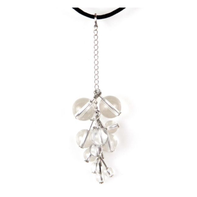Pendentif grappe cristal de roche avec cordon