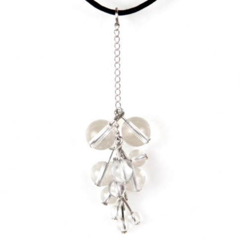 Pendentif grappe cristal de roche avec cordon