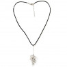 Pendentif grappe cristal de roche avec cordon