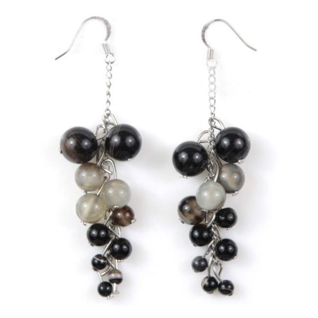 Boucles d'oreilles grappe en agate naturelle