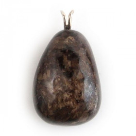 Pendentif pierre roulée en bronzite - Bélière en argent 925