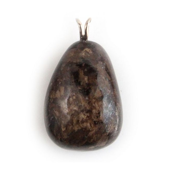 Pendentif pierre roulée en bronzite - Bélière en argent 925