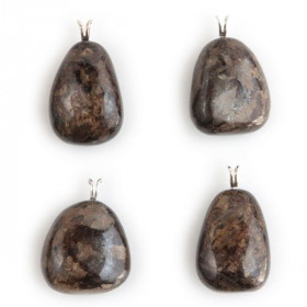 Pendentif pierre roulée en bronzite - Bélière en argent 925