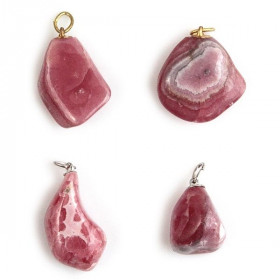 Pendentif pierre roulée en rhodocrosite