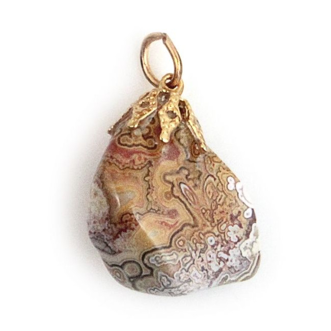 Pendentif pierre roulée en agate crazy lace