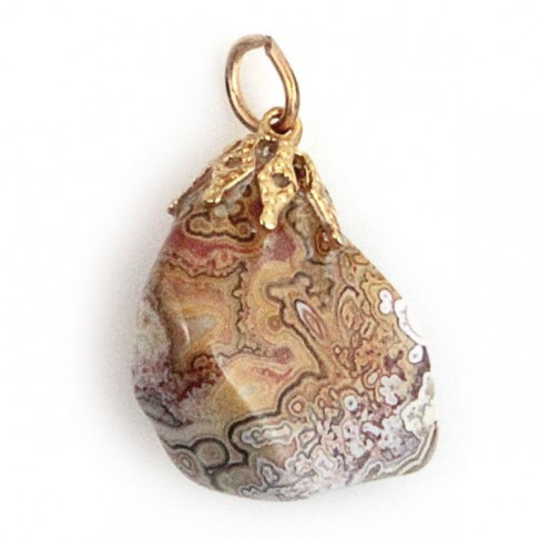 Pendentif pierre roulée en agate crazy lace
