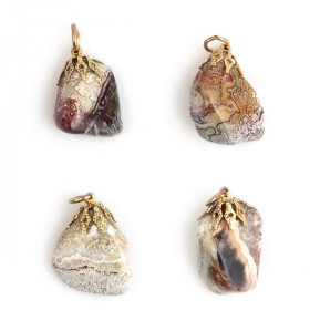 Pendentif pierre roulée en agate crazy lace