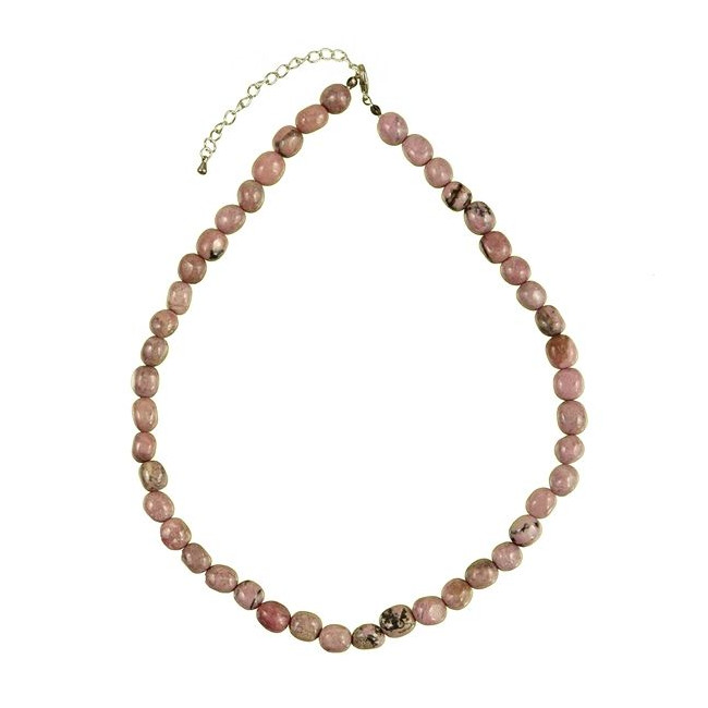 Collier en rhodonite - Perles pierres roulées