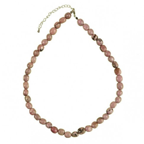 Collier en rhodonite - Perles pierres roulées