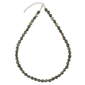 Collier en jaspe vert sanguin - Perles pierres roulées