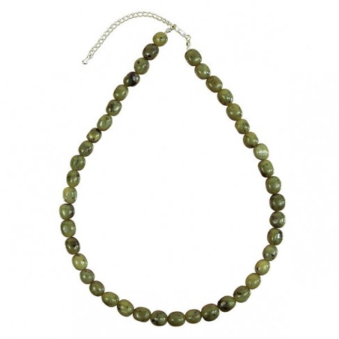Collier en jade néphrite - Perles pierres roulées