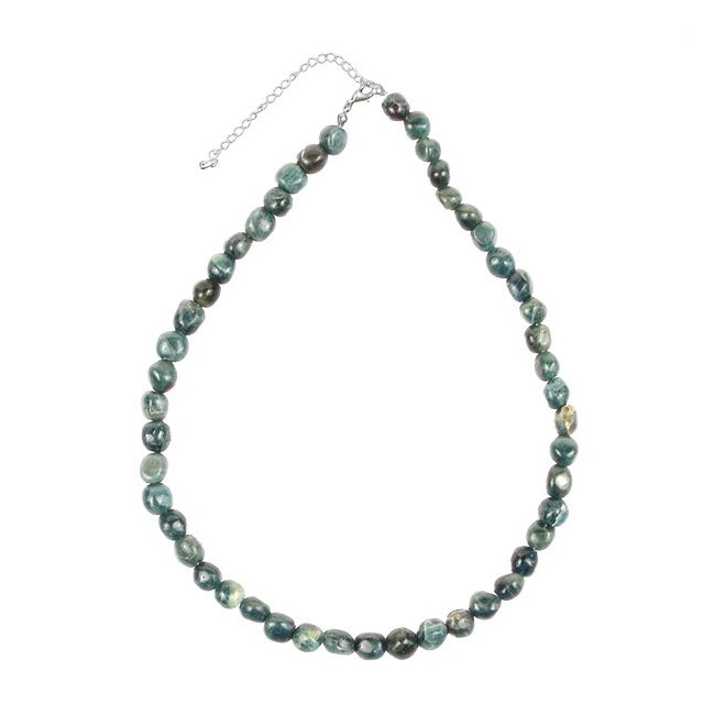 Collier en apatite bleue - Perles pierres roulées
