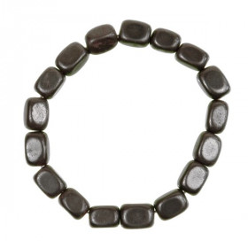 Bracelet en agate noire - Perles pierres roulées (forme carré)