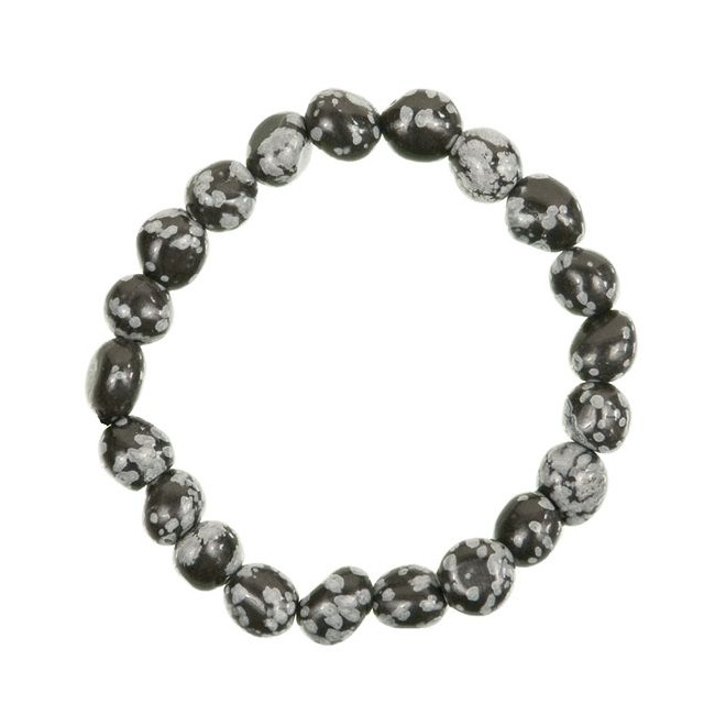 Bracelet en obsidienne neige - Perles pierres roulées