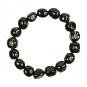 Bracelet en agate noire onyx - Perles pierres roulées