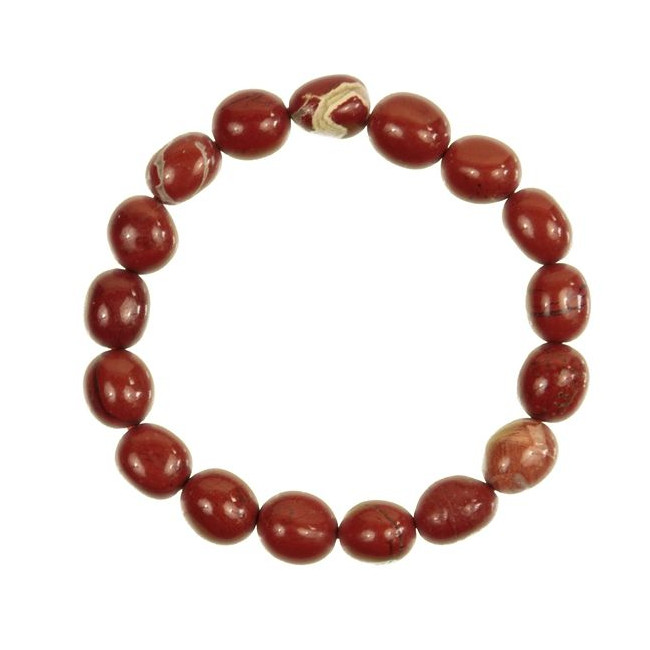 Bracelet en jaspe rouge - Perles pierres roulées