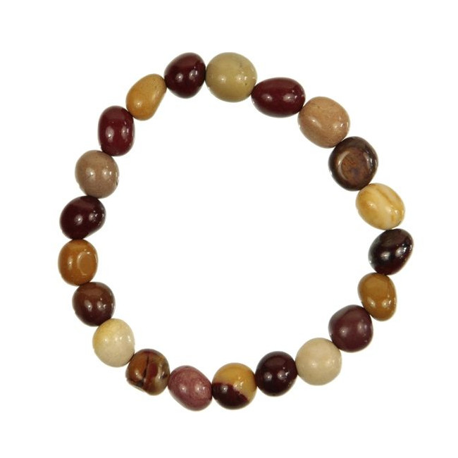Bracelet en jaspe mokaite - Perles pierres roulées