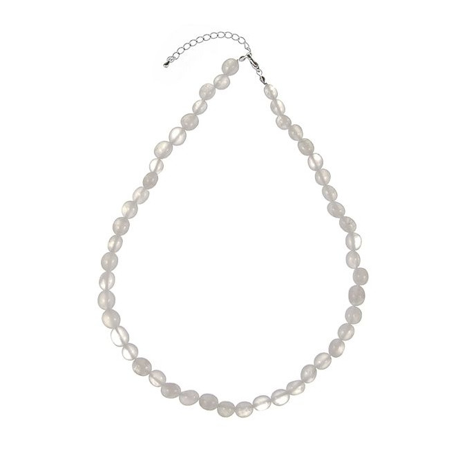 Collier en cristal de roche laiteux - Perles pierres roulées