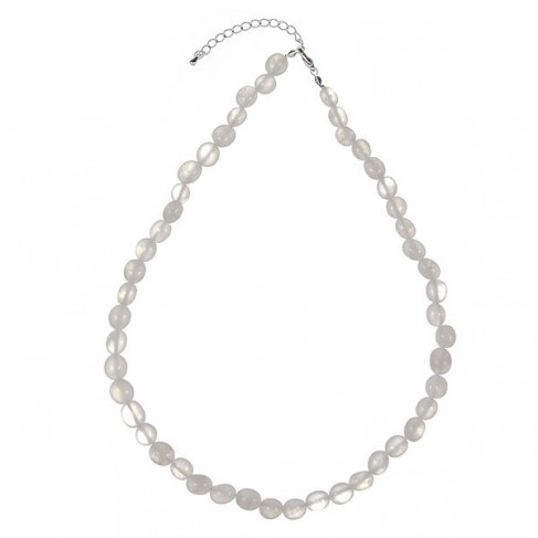 Collier en cristal de roche laiteux - Perles pierres roulées