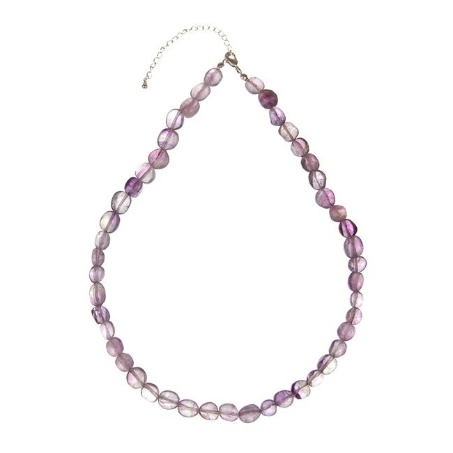 Collier en fluorite violette - Qualité extra - Perles pierres roulées
