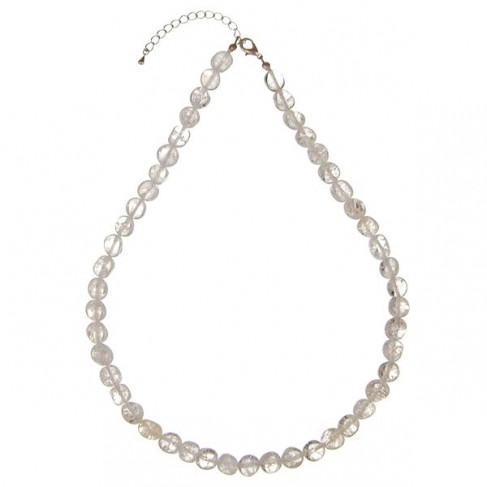 Collier en cristal de roche craquelé - Perles pierres roulées