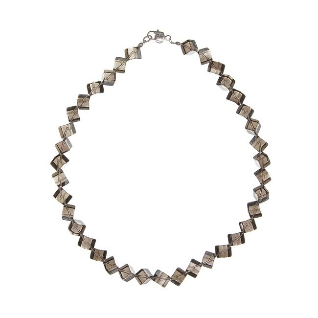 Collier en cristal fumé - Perles cubiques