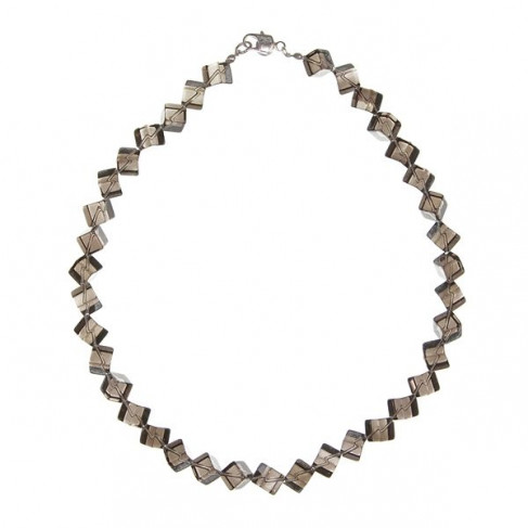 Collier en cristal fumé - Perles cubiques