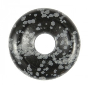 Donut Pi Chinois en obsidienne neige pour pendentif