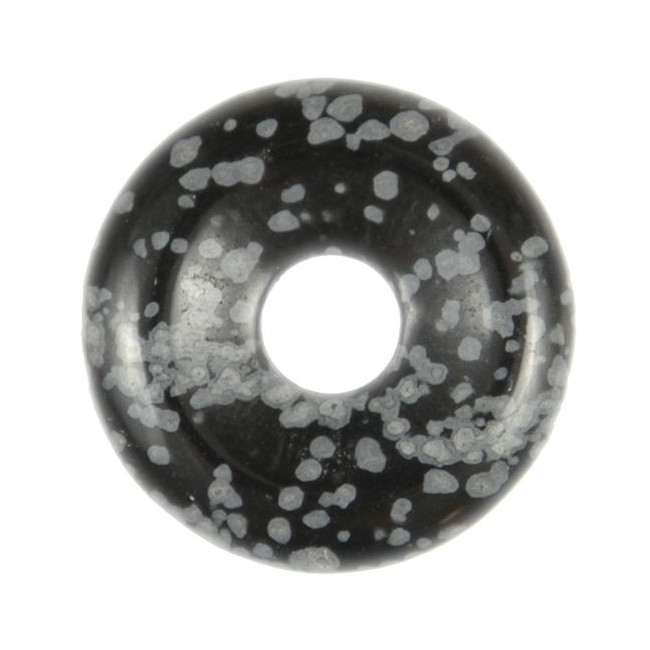 Donut Pi Chinois en obsidienne neige pour pendentif