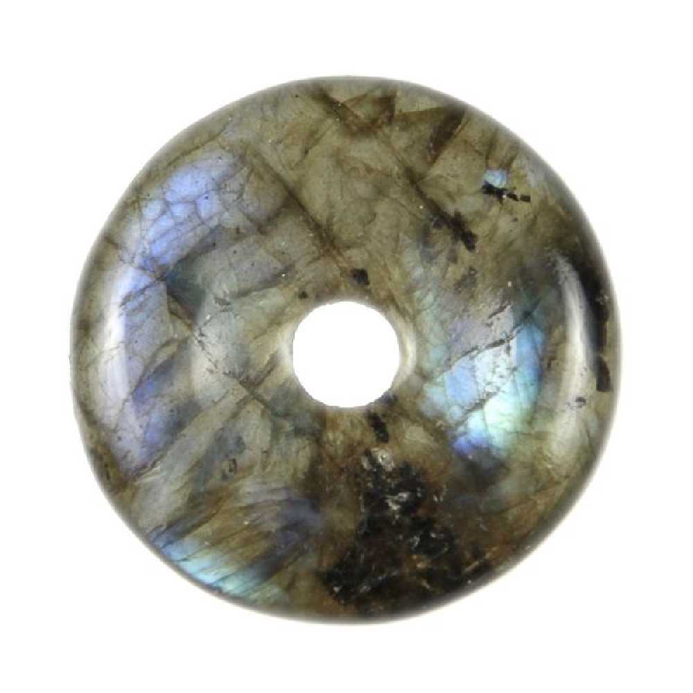 Pendentif Donut En Labradorite 3 Cm Avec Cordon - Pierre Naturelle, Grade A - Porte-bonheur Chinois - 8