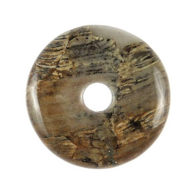 Donut Pi Chinois en jaspe feuille d'argent pour pendentif