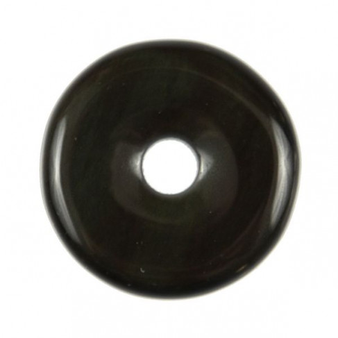 Donut Pi Chinois en obsidienne oeil céleste pour pendentif