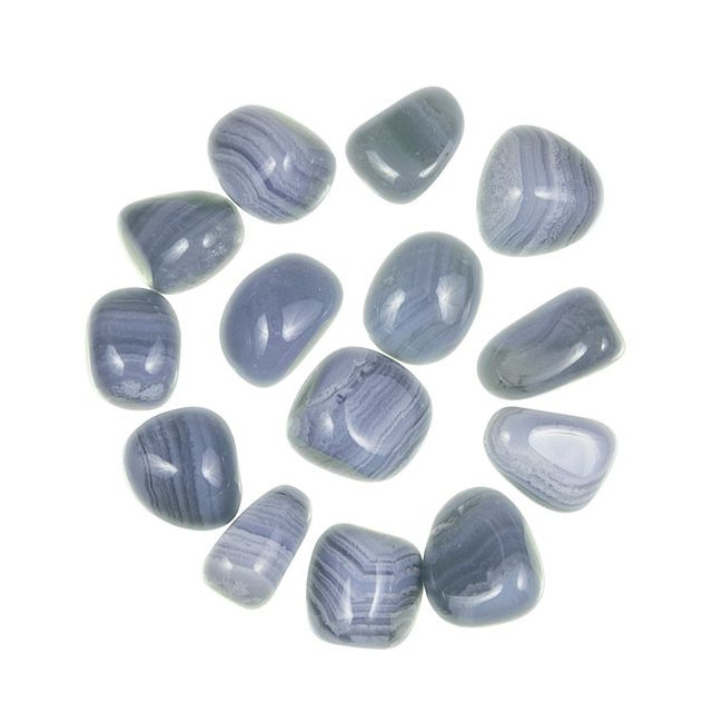 Pierres roulées calcédoine bleue - 2 à 3 cm - Qualité extra - Lot de 2