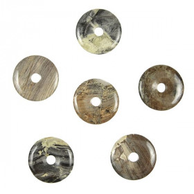 Donut Pi Chinois en jaspe feuille d'argent pour pendentif