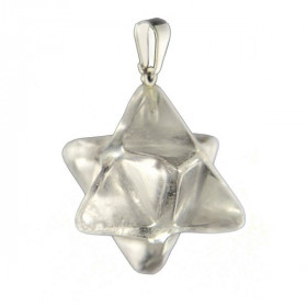 Pendentif étoile merkabah en cristal de roche