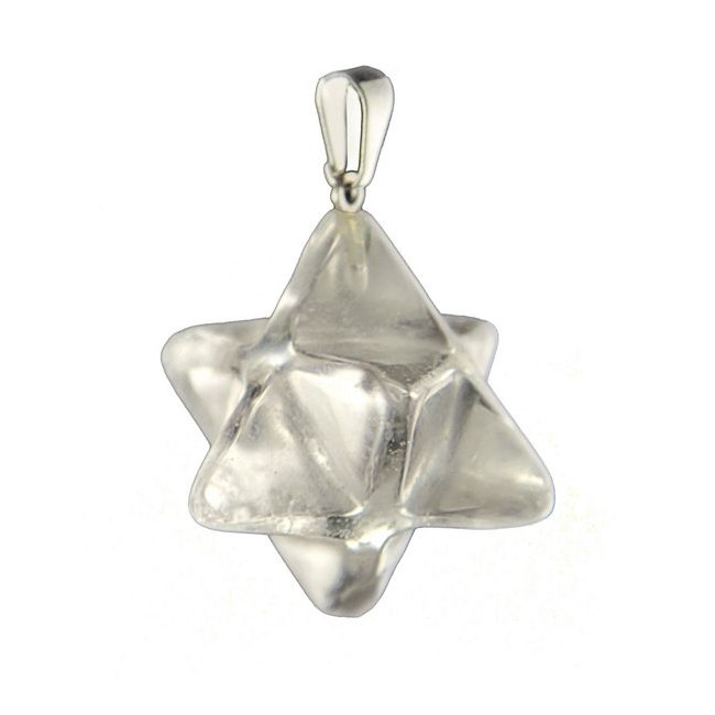 Pendentif étoile merkabah en cristal de roche