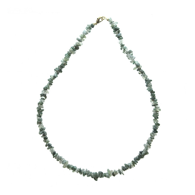 Collier de pierre en agate mousse - perles baroques