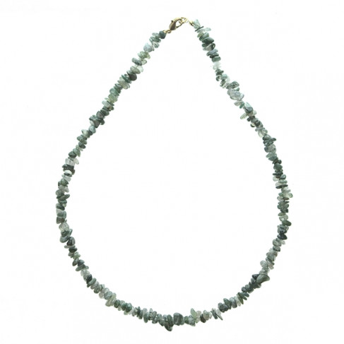 Collier de pierre en agate mousse - perles baroques