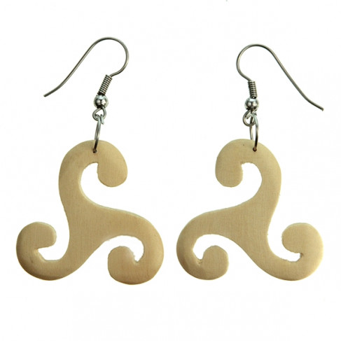 Boucles d'oreilles celtes triskell en bois d'acacia
