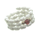 Bague spirale en perles mabé et cornaline - Taille réglable