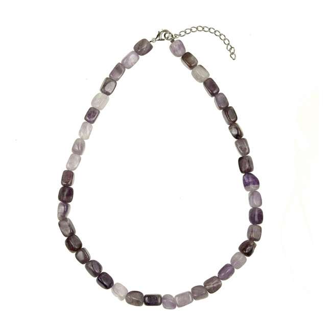Collier en améthyste - Perles pierres roulées (forme carré)