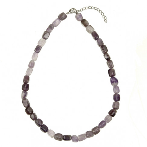 Collier en améthyste - Perles pierres roulées (forme carré)